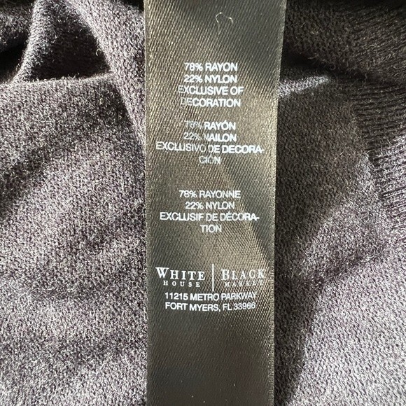 White House Black Market Black Polkadot Gray Cardigan 3/4 sleeve Snap Closures M - Picture 8 of 10